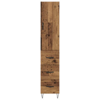 Produktbild för Skåp med låda Gammalt trä 34,5 x 34 x 90 cm Konstruerat trä