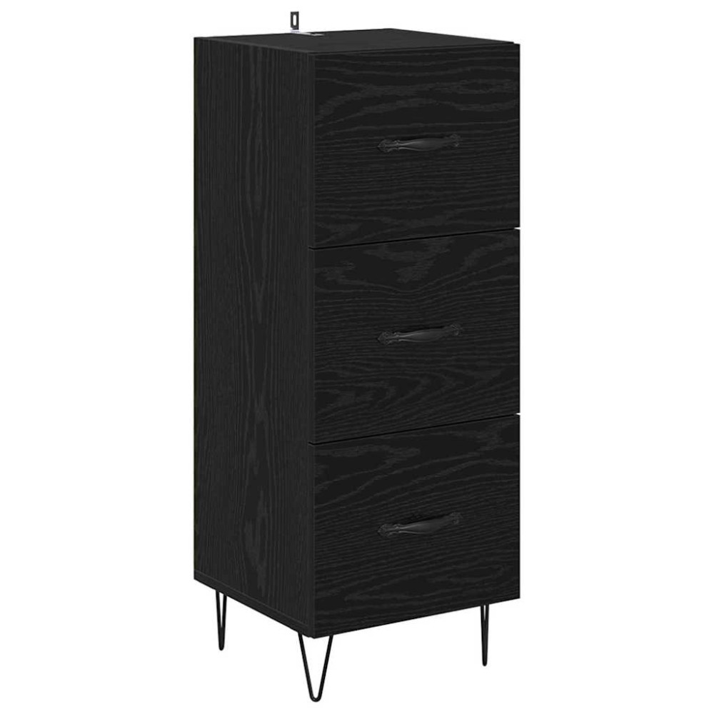 Produktbild för Skåp med låda Svart Ek 34,5 x 34 x 90 cm Konstruerat trä