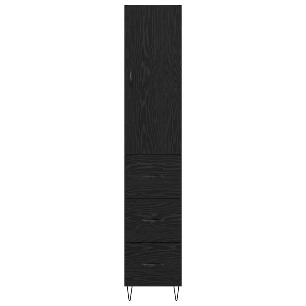 Produktbild för Skåp med låda Svart Ek 34,5 x 34 x 90 cm Konstruerat trä