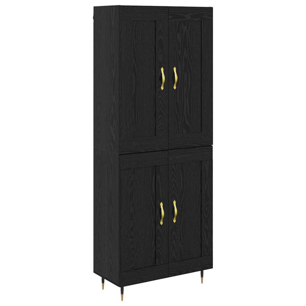 Produktbild för Skåp Svart Ek 69,5 x 34 x 90 cm Konstruerat trä