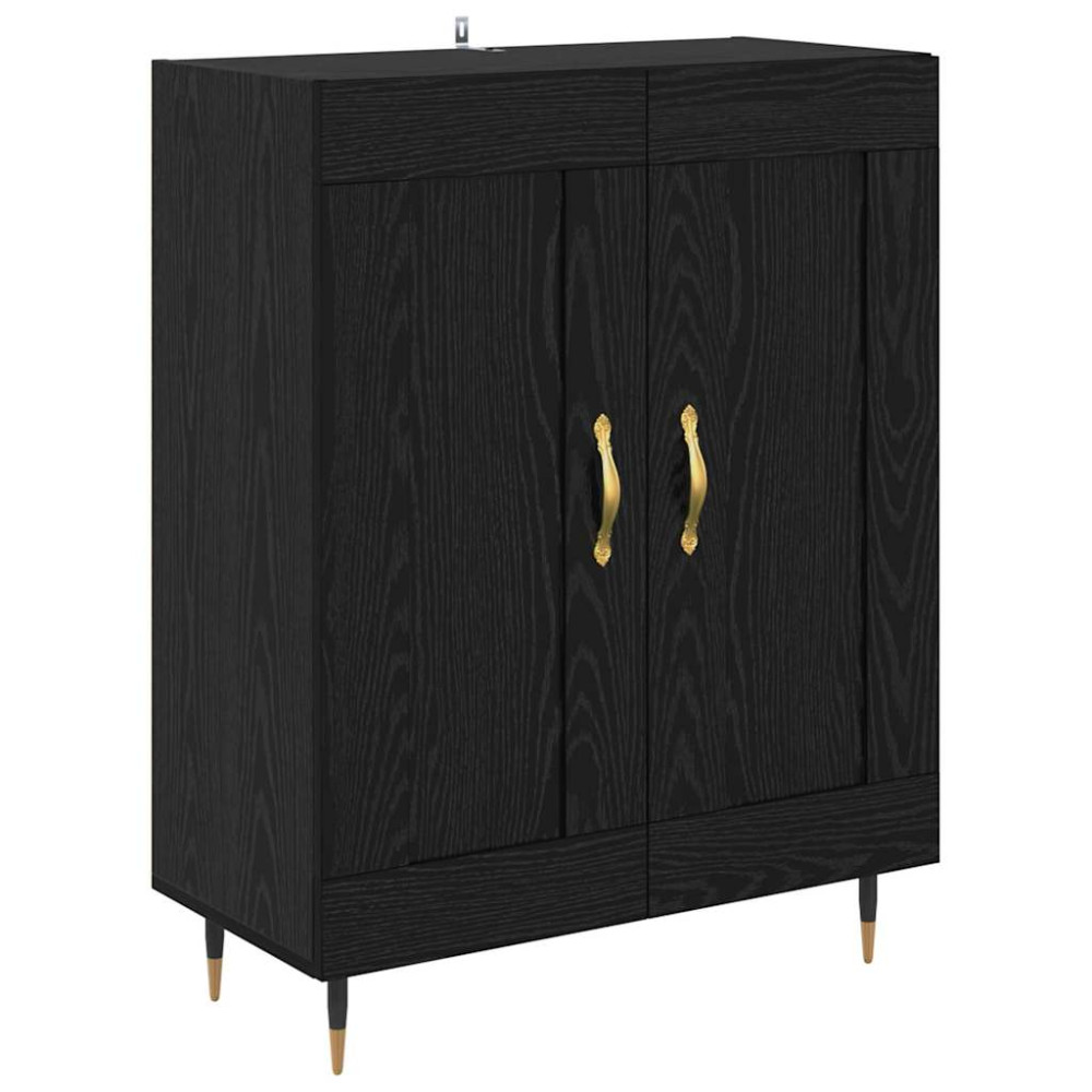 Produktbild för Skåp Svart Ek 69,5 x 34 x 90 cm Konstruerat trä