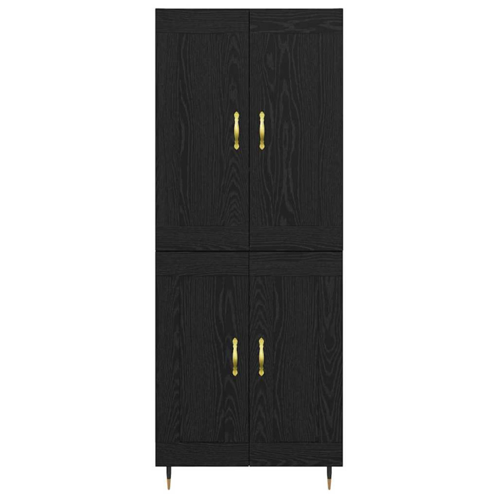 Produktbild för Skåp Svart Ek 69,5 x 34 x 90 cm Konstruerat trä