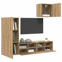 Produktbild för TV Vägg Enheter 4 pcs Artisan Ek Konstruerat trä