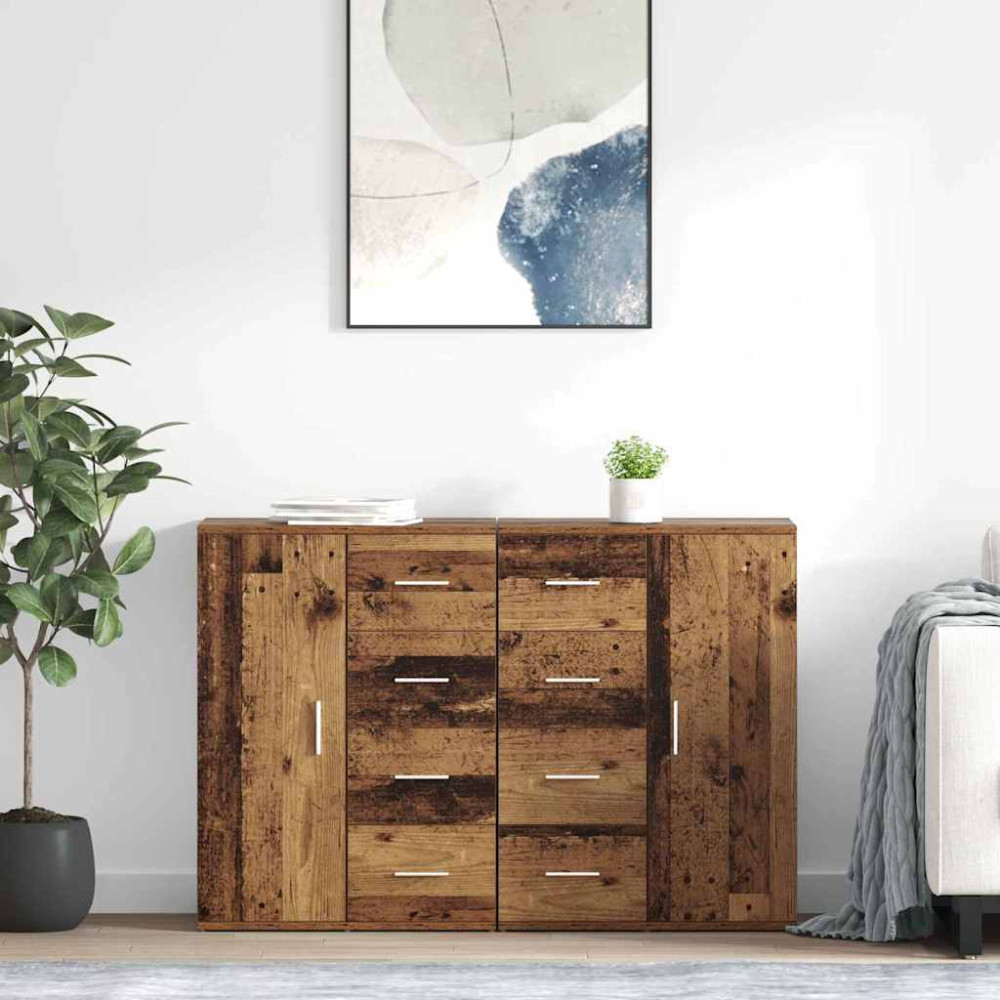 Produktbild för Skåp Corona 2 pcs Gammalt trä 59 x 39 x 80 cm Konstruerat trä