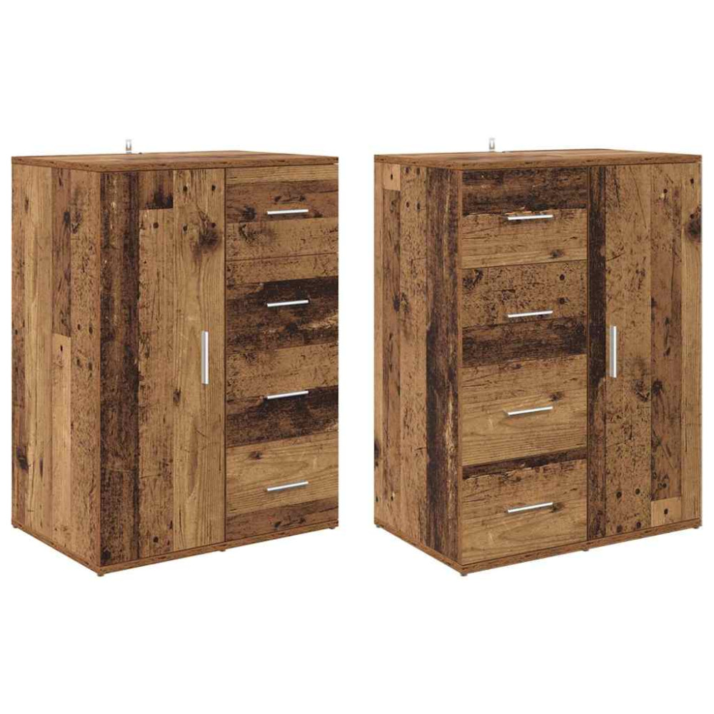 Produktbild för Skåp Corona 2 pcs Gammalt trä 59 x 39 x 80 cm Konstruerat trä
