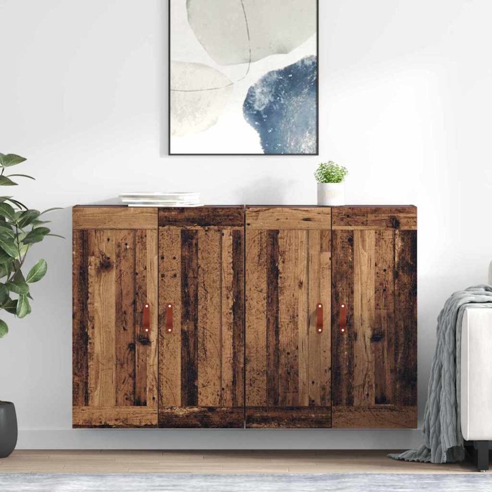 Produktbild för Väggmonterat skåp 2 pcs Gammalt trä 69,5 x 34 x 90 cm