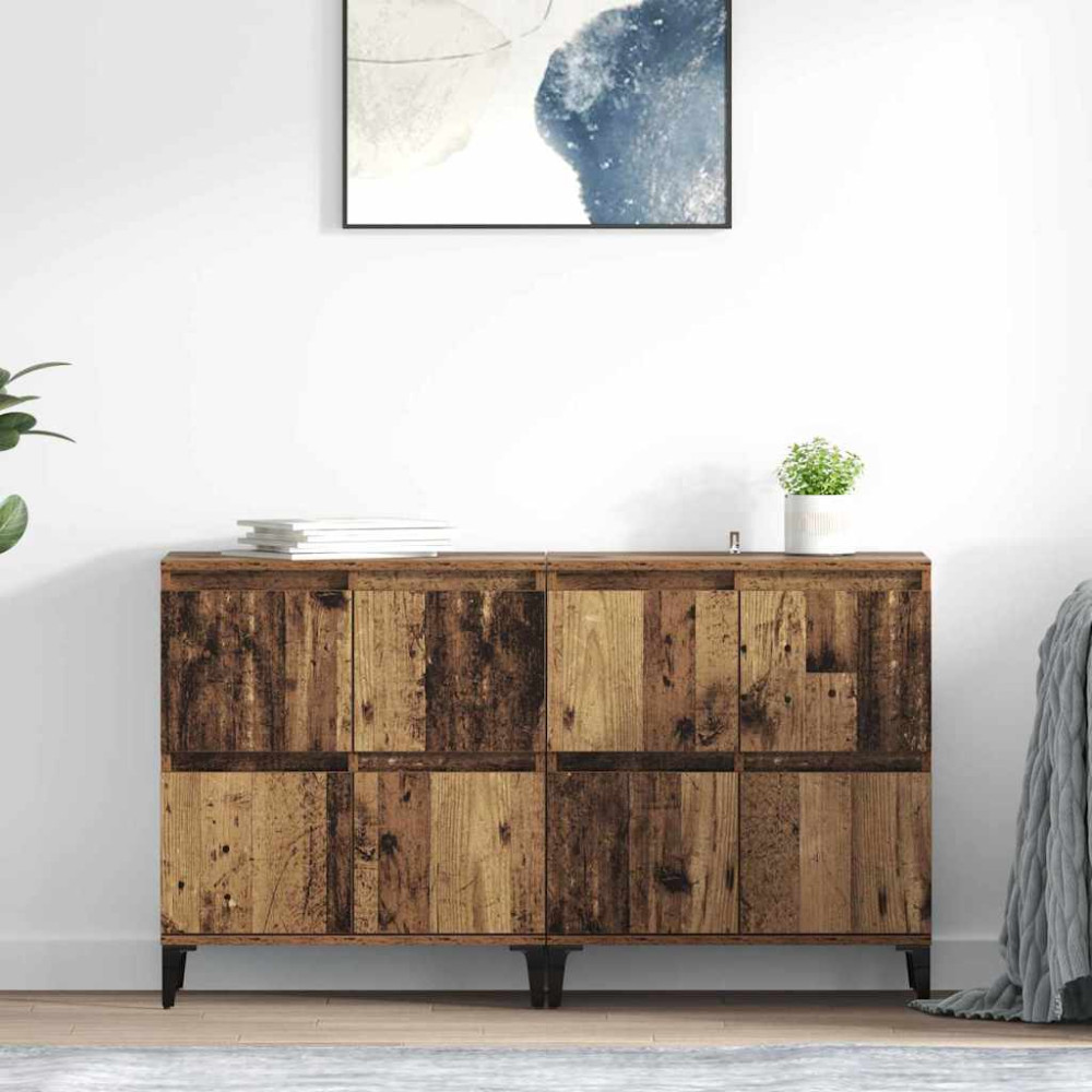 Produktbild för Skåp 2 pcs Gammalt trä 60 x 35 x 70 cm Konstruerat trä