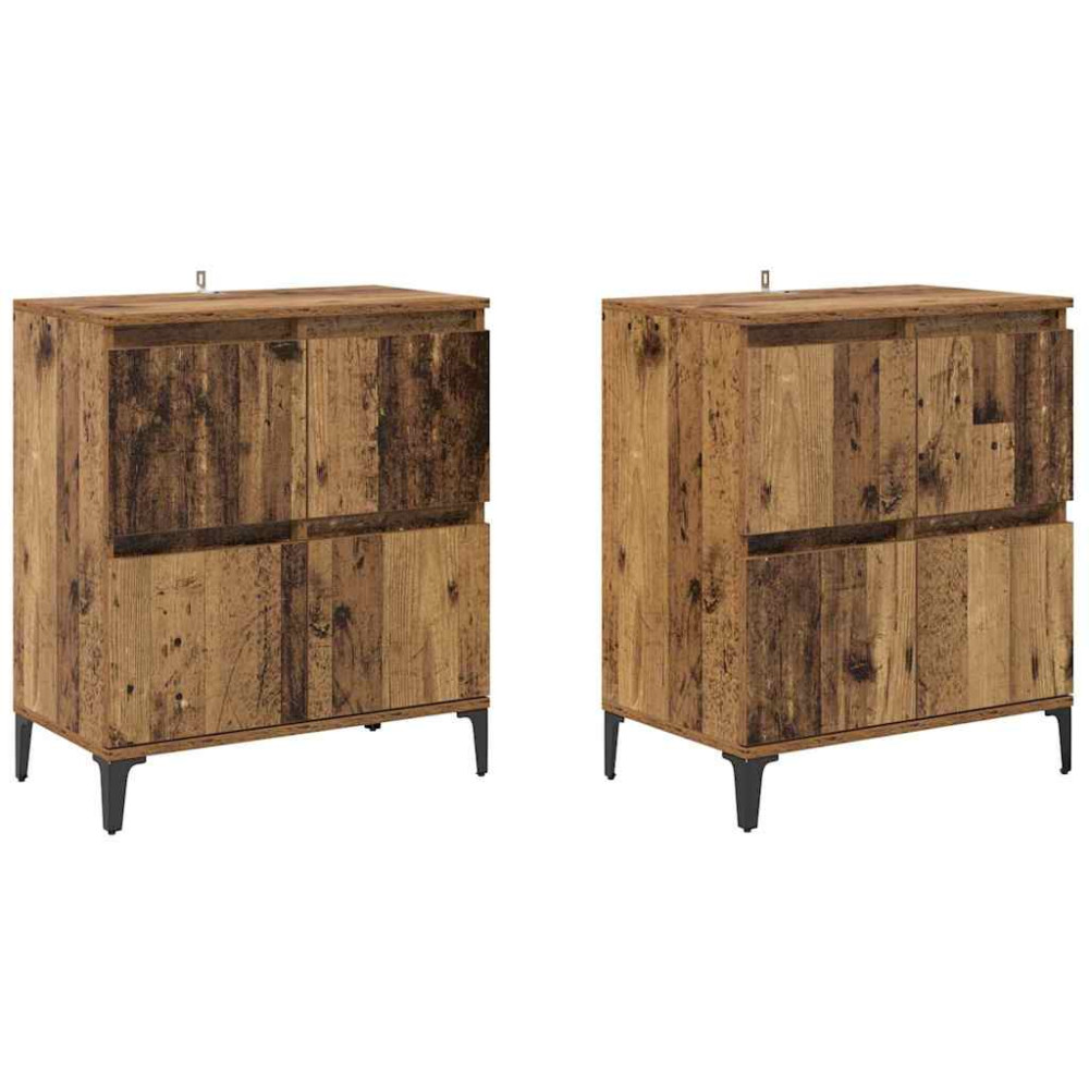 Produktbild för Skåp 2 pcs Gammalt trä 60 x 35 x 70 cm Konstruerat trä