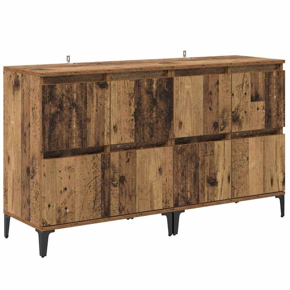 Produktbild för Skåp 2 pcs Gammalt trä 60 x 35 x 70 cm Konstruerat trä