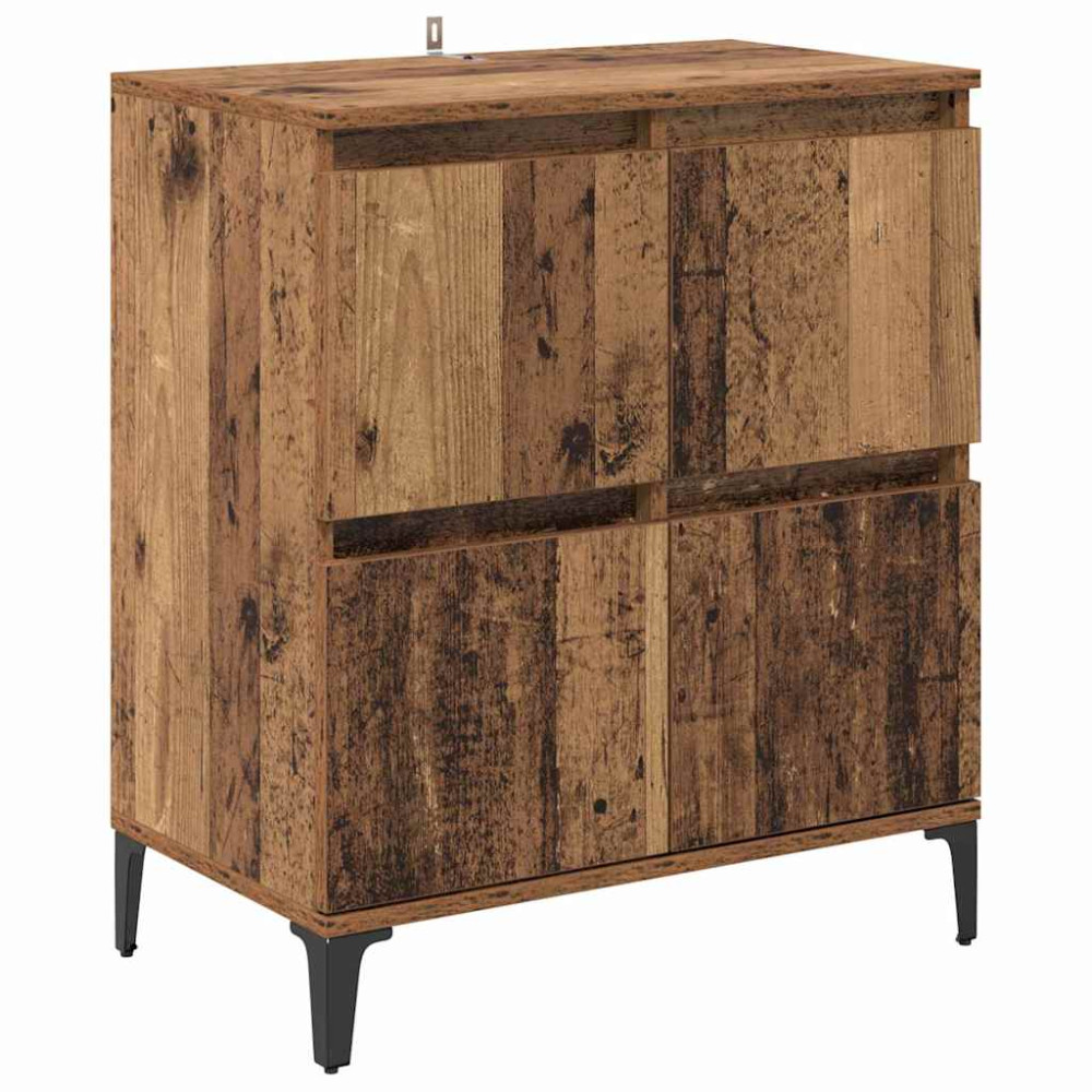 Produktbild för Skåp 2 pcs Gammalt trä 60 x 35 x 70 cm Konstruerat trä