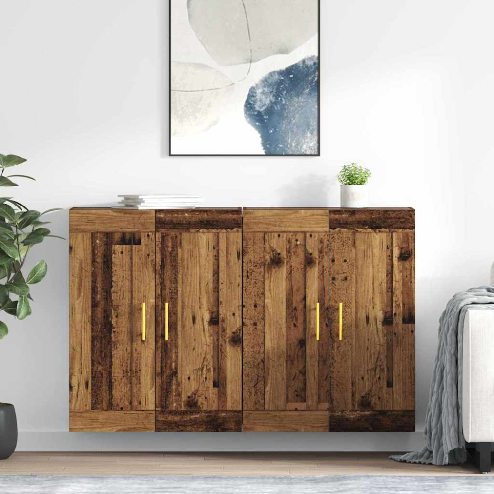 Produktbild för Väggmonterat skåp 2 pcs Gammalt trä 69,5 x 34 x 90 cm