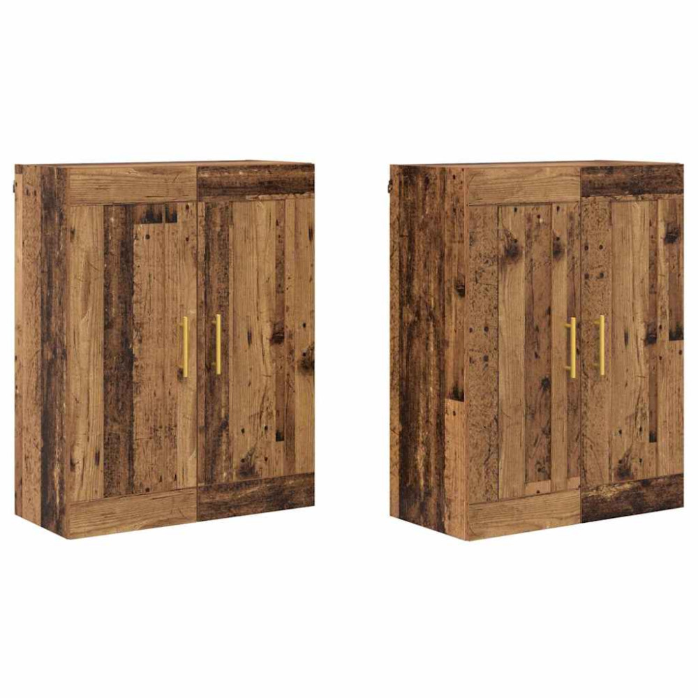 Produktbild för Väggmonterat skåp 2 pcs Gammalt trä 69,5 x 34 x 90 cm