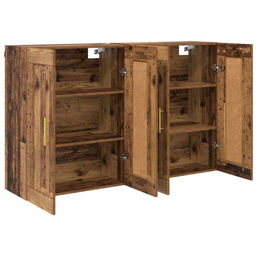 Produktbild för Väggmonterat skåp 2 pcs Gammalt trä 69,5 x 34 x 90 cm