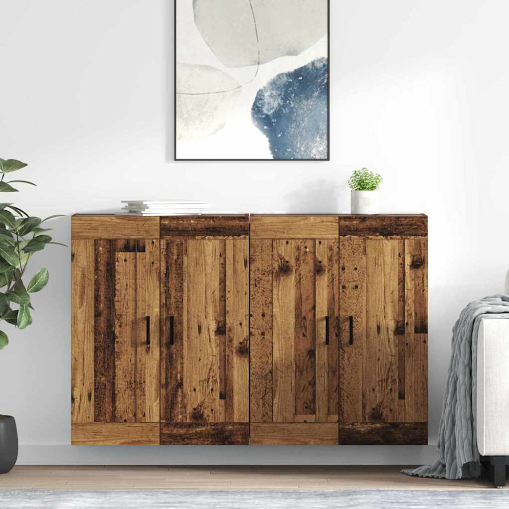 Produktbild för Väggmonterat skåp 2 pcs Gammalt trä 69,5 x 34 x 90 cm