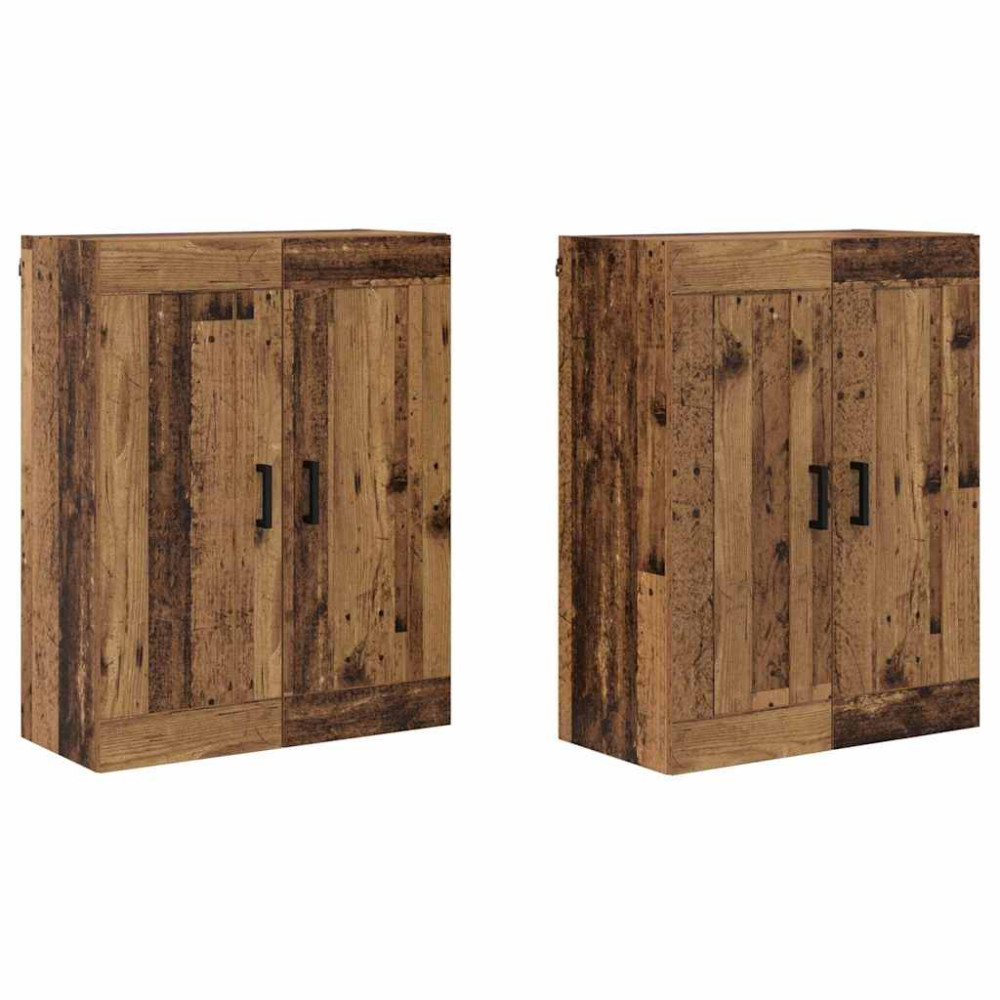 Produktbild för Väggmonterat skåp 2 pcs Gammalt trä 69,5 x 34 x 90 cm