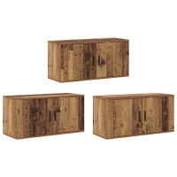 Produktbild för Väggmonterad TV-byrå Set 3 pcs Gammalt trä 80 x 34,5 x 40 cm