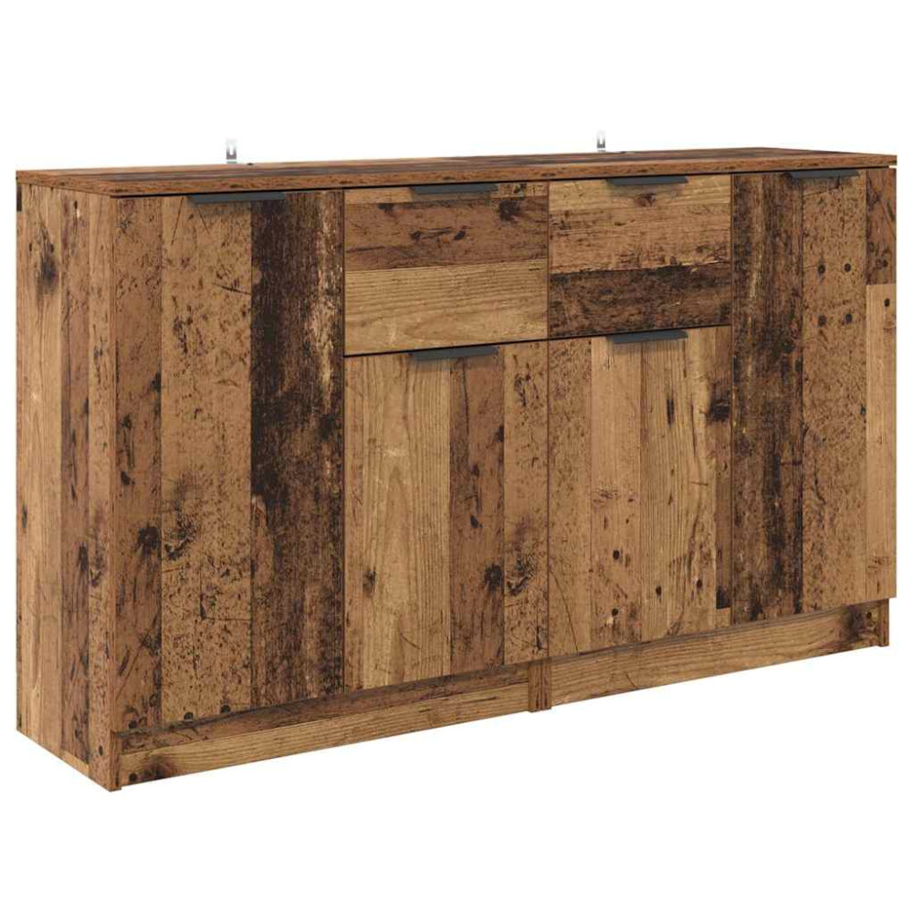 Produktbild för Skåp med låda 2 pcs Gammalt trä 60 x 30 x 70 cm Konstruerat trä