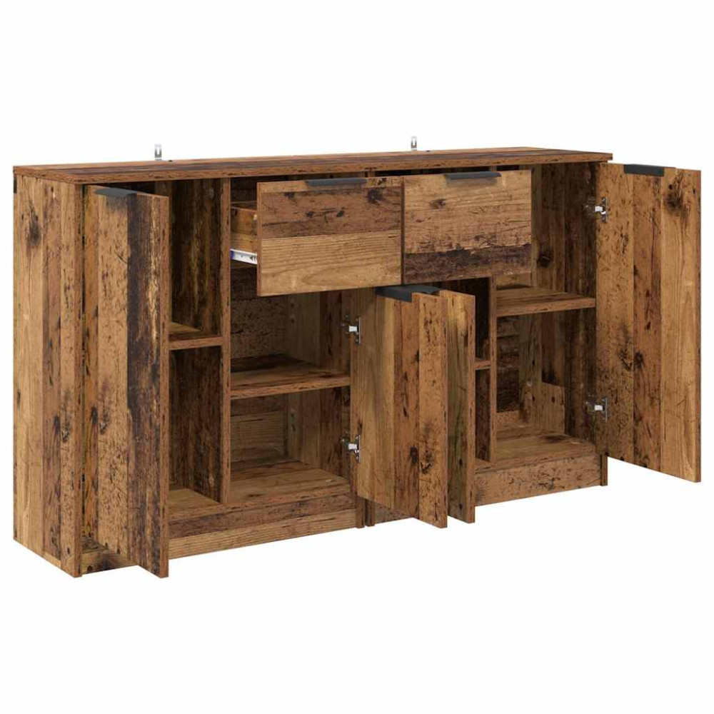 Produktbild för Skåp med låda 2 pcs Gammalt trä 60 x 30 x 70 cm Konstruerat trä