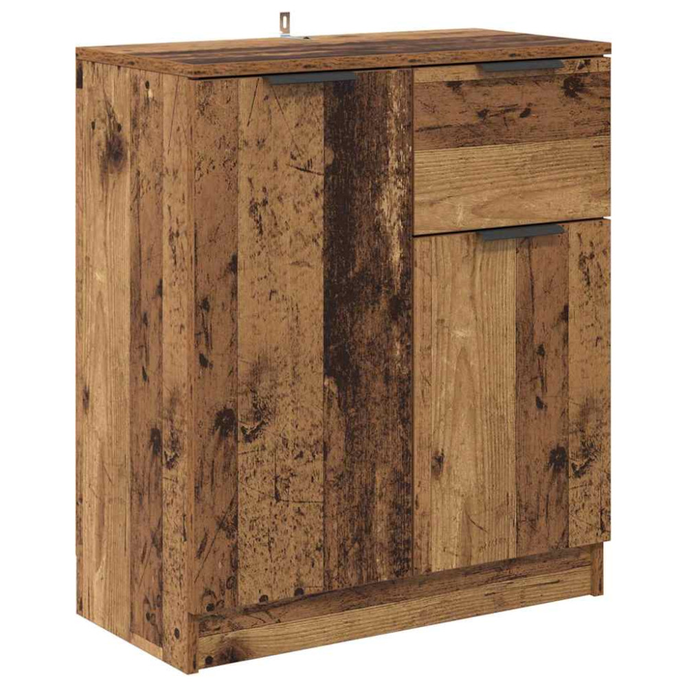 Produktbild för Skåp med låda 2 pcs Gammalt trä 60 x 30 x 70 cm Konstruerat trä