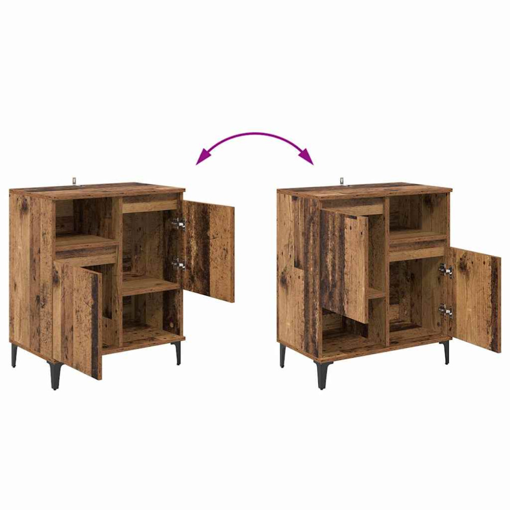 Produktbild för Skåp 2 pcs Gammalt trä 60 x 35 x 70 cm Konstruerat trä