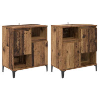 Produktbild för Skåp 2 pcs Gammalt trä 60 x 35 x 70 cm Konstruerat trä
