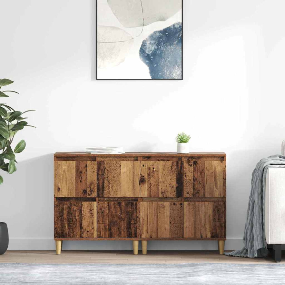 Produktbild för Skåp 2 pcs Gammalt trä 60 x 35 x 70 cm Konstruerat trä