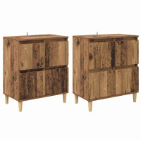 Produktbild för Skåp 2 pcs Gammalt trä 60 x 35 x 70 cm Konstruerat trä