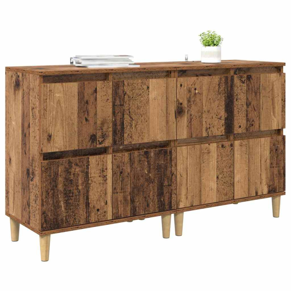 Produktbild för Skåp 2 pcs Gammalt trä 60 x 35 x 70 cm Konstruerat trä