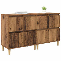 Produktbild för Skåp 2 pcs Gammalt trä 60 x 35 x 70 cm Konstruerat trä