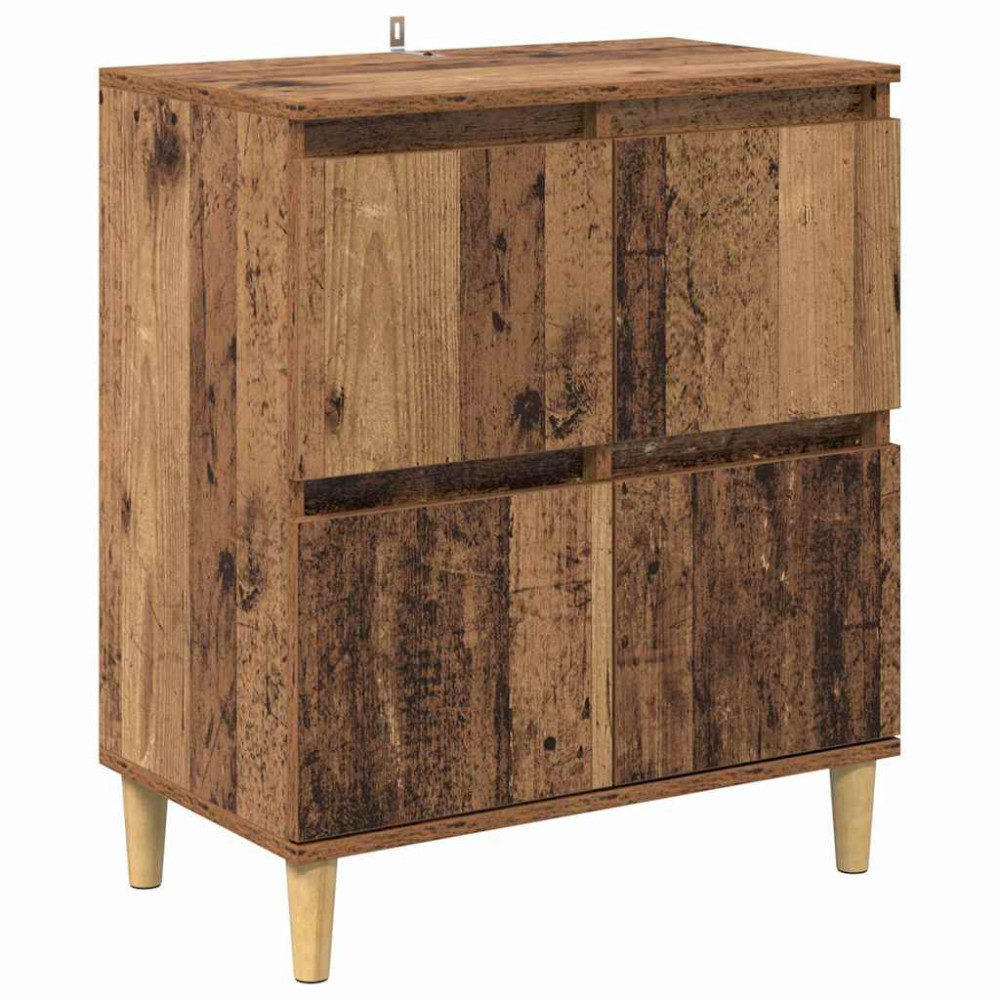 Produktbild för Skåp 2 pcs Gammalt trä 60 x 35 x 70 cm Konstruerat trä
