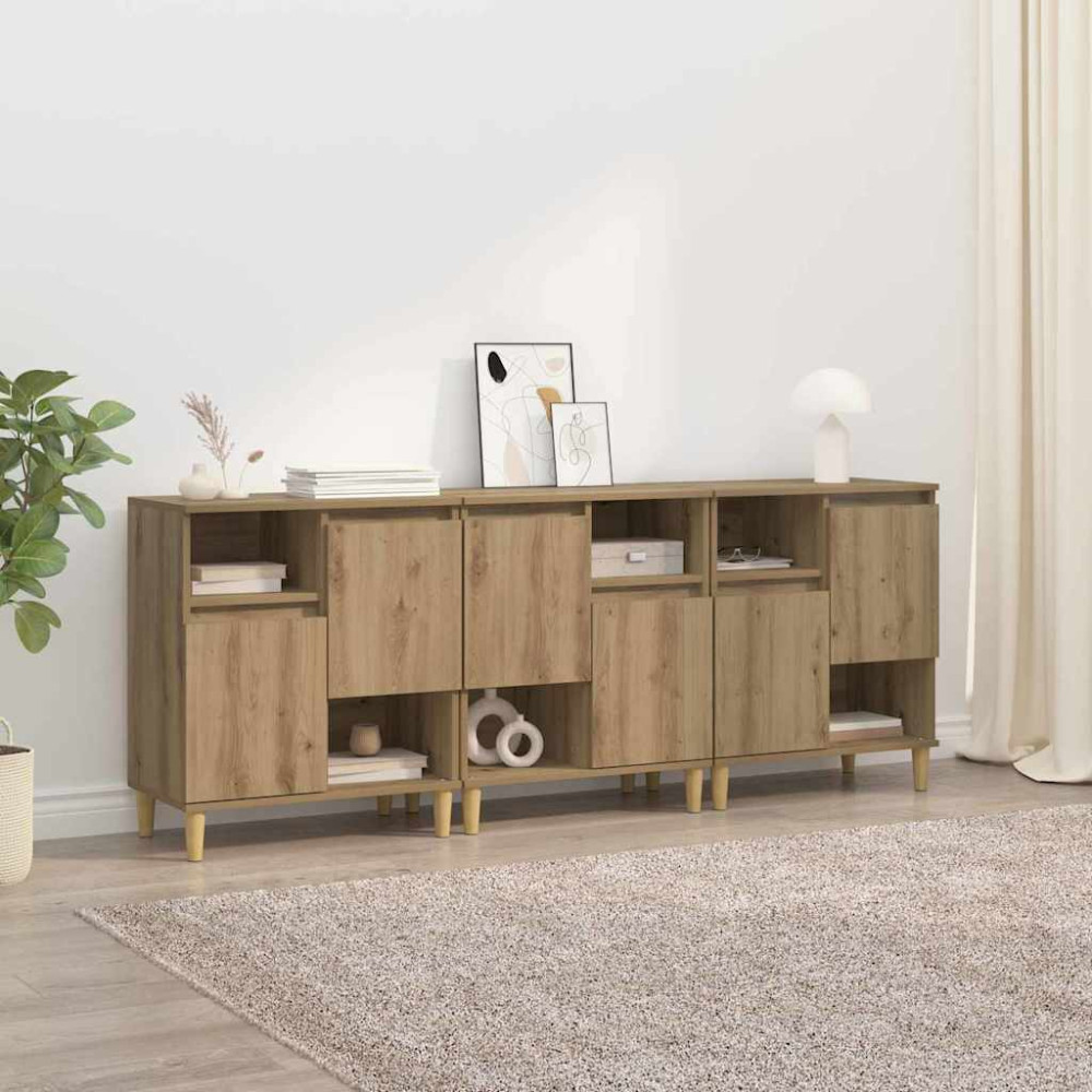 Produktbild för Skåp 3 pcs Artisan Ek 60 x 35 x 70 cm Konstruerat trä