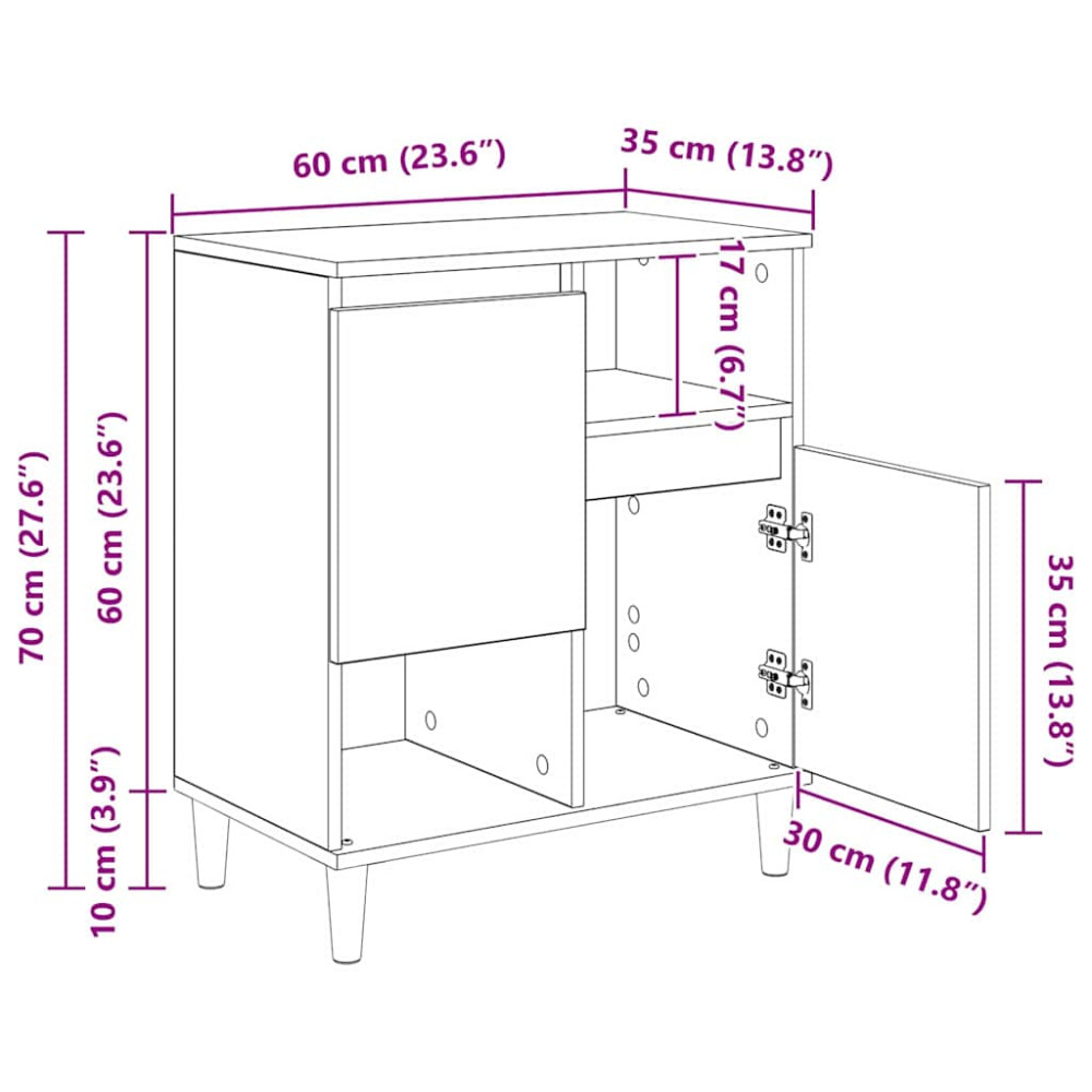 Produktbild för Skåp 3 pcs Artisan Ek 60 x 35 x 70 cm Konstruerat trä