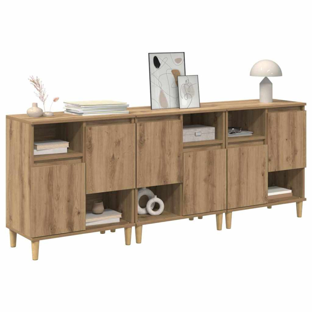 Produktbild för Skåp 3 pcs Artisan Ek 60 x 35 x 70 cm Konstruerat trä