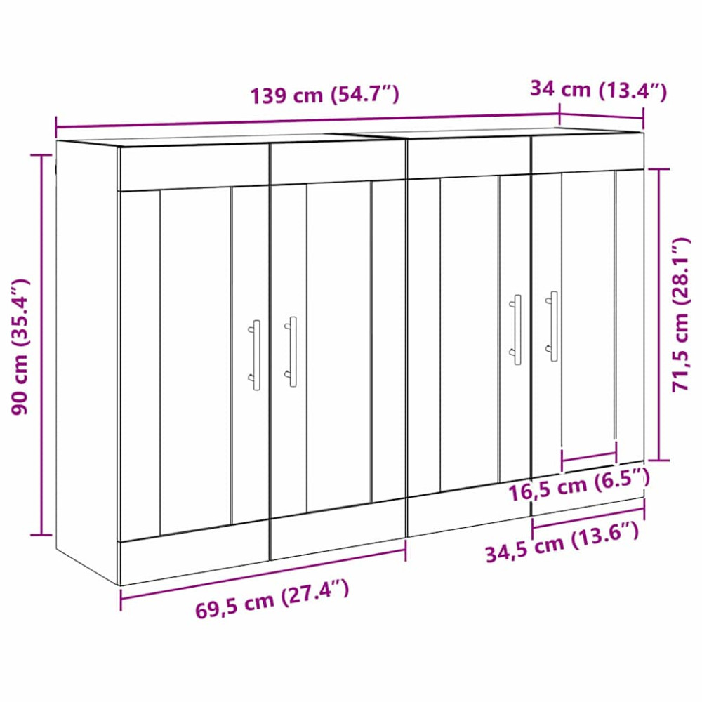 Produktbild för Väggmonterat skåp 2 pcs Artisan Ek 69,5 x 34 x 90 cm