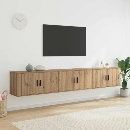 vidaXL Väggmonterad TV-byrå Set 3 pcs Artisan Ek Konstruerat trä