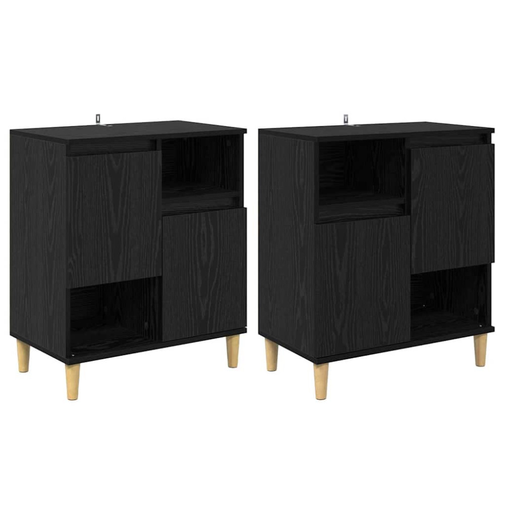 Produktbild för Skåp 2 pcs Svart Ek 60 x 35 x 70 cm Konstruerat trä