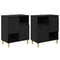 Produktbild för Skåp 2 pcs Svart Ek 60 x 35 x 70 cm Konstruerat trä