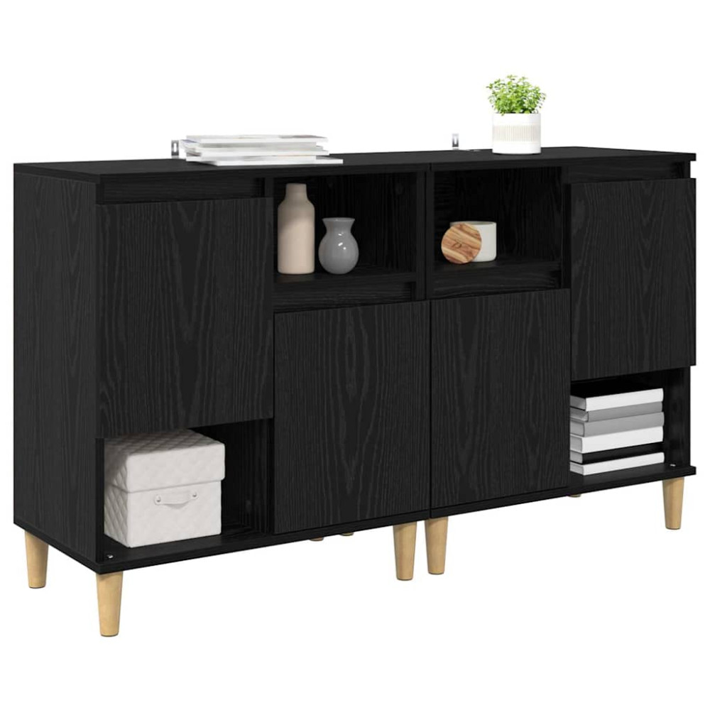 Produktbild för Skåp 2 pcs Svart Ek 60 x 35 x 70 cm Konstruerat trä