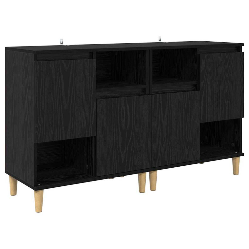 Produktbild för Skåp 2 pcs Svart Ek 60 x 35 x 70 cm Konstruerat trä