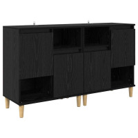 Produktbild för Skåp 2 pcs Svart Ek 60 x 35 x 70 cm Konstruerat trä