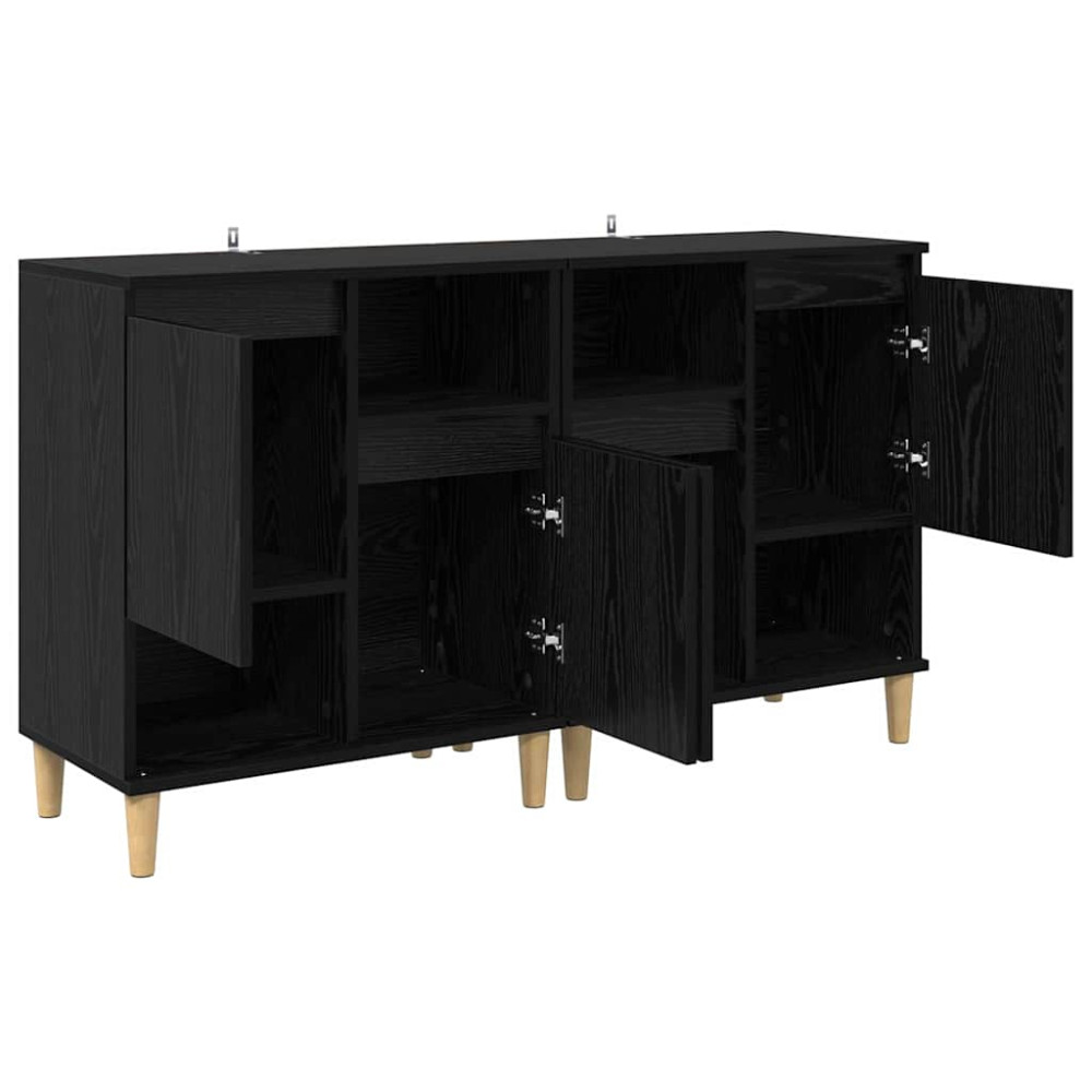 Produktbild för Skåp 2 pcs Svart Ek 60 x 35 x 70 cm Konstruerat trä