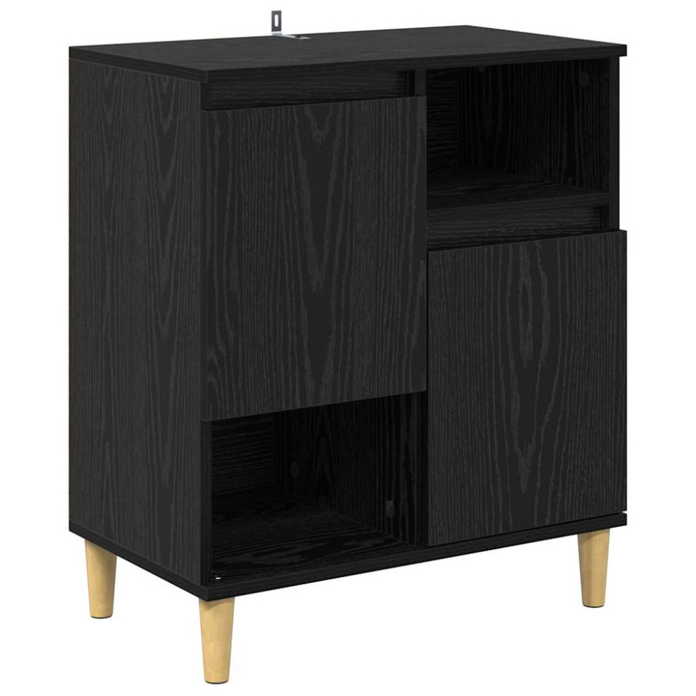 Produktbild för Skåp 2 pcs Svart Ek 60 x 35 x 70 cm Konstruerat trä