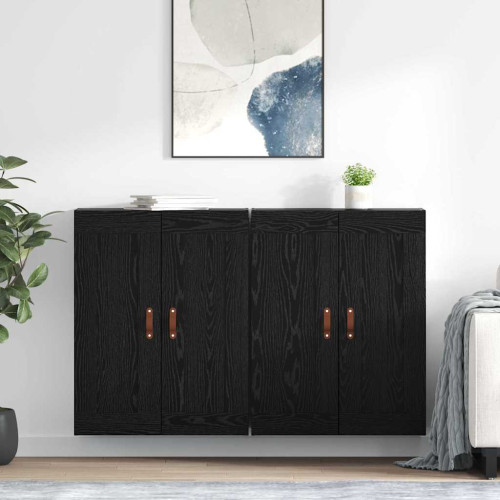 vidaXL Väggmonterat skåp Väggmonterad 2 pcs Svart Ek 69,5 x 34 x 90 cm