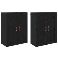 Produktbild för Väggmonterat skåp Väggmonterad 2 pcs Svart Ek 69,5 x 34 x 90 cm