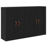 Produktbild för Väggmonterat skåp Väggmonterad 2 pcs Svart Ek 69,5 x 34 x 90 cm