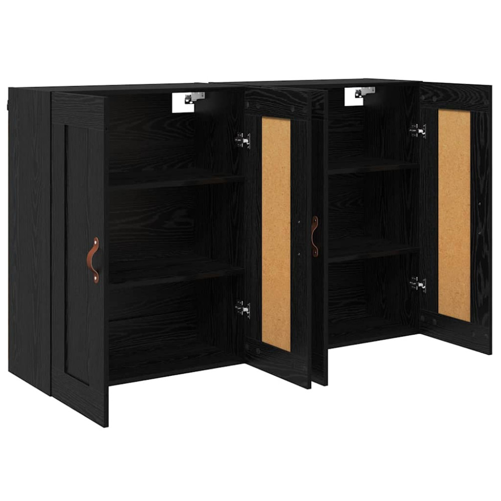 Produktbild för Väggmonterat skåp Väggmonterad 2 pcs Svart Ek 69,5 x 34 x 90 cm