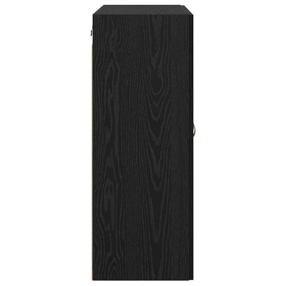Produktbild för Väggmonterat skåp Väggmonterad 2 pcs Svart Ek 69,5 x 34 x 90 cm
