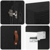 Produktbild för Väggmonterat skåp Väggmonterad 2 pcs Svart Ek 69,5 x 34 x 90 cm