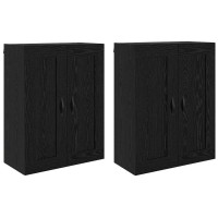Produktbild för Väggmonterat skåp Väggmonterad 2 pcs Svart Ek 69,5 x 34 x 90 cm