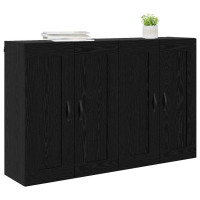 Produktbild för Väggmonterat skåp Väggmonterad 2 pcs Svart Ek 69,5 x 34 x 90 cm